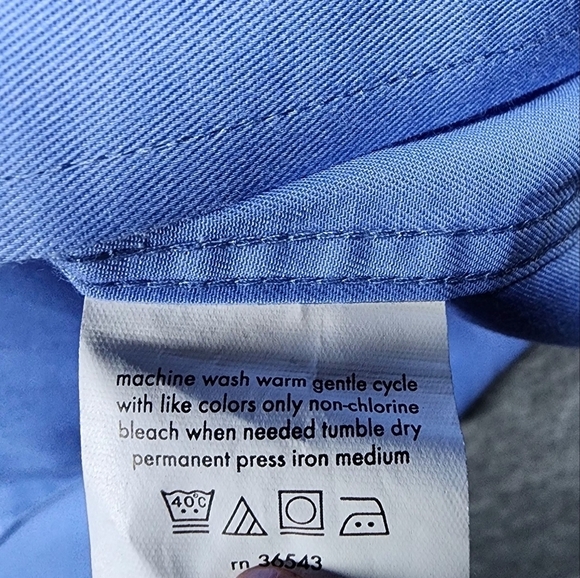 IZOD Wrinkle Free Twill Regular Fit Blue Buttondown Long Sleeve Shirt Size 16 - Picture 6 of 9